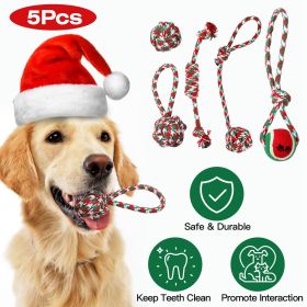 5Pcs Christmas Dog Rope Chew Toys Dog Toys Set for Puppy Small Medium Aggressive Chewers Dogs Training Teething Playing
