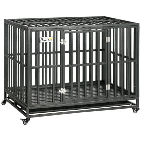 44'' Strong Pet Dog Crate Mobility Cage w/Metal & Removeable Tray