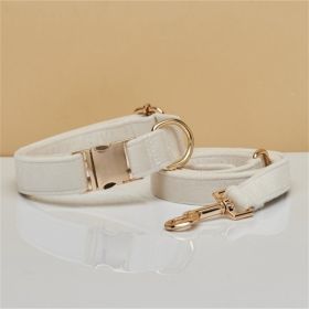 Multiple Colour Velvet Personalise Dog Collar Leash Set With Bow (Option: White set-L)