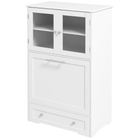 Dog Feeding Station with Two Storage Cabinets, 2 Elevated Dog Bowls, Side Hooks, Anti-tip Kit, for Feeding & Watering (Option: White-1120x515x218 mm)