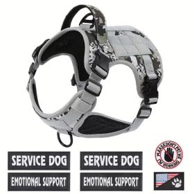 Tactical Pet Chest Service Dog Harness Vest Adjustable Reflective Dog Harness Metal Buckle Hiking Training (Option: Gray Camouflage-XL)
