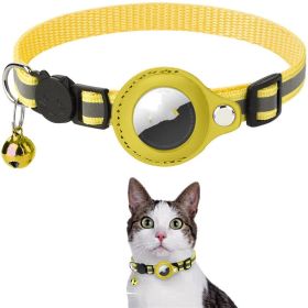 Reflective Collar Waterproof Holder Case For Airtag Air Tag Airtags Protective Cover Cat Dog Kitten Puppy Nylon Collar (Option: Yellow)