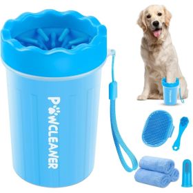 Professional 7 In 1 Dog Paw Cleaner For Dogs Includes 1 Portable Paw Washer 1 Bath Brush 2 Dog Toothbrushes And 3 Absorbent Towels (Option: BLUE)
