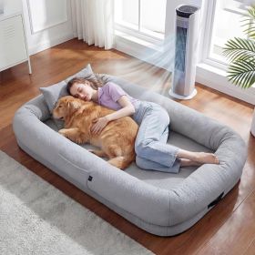 Cooling Human Dog Bed for Summer, Breathable Washable Floor Lounger for People & Pets, 71"x40"x11", Glacier Grey, Pet Bed for Hot Weather Relaxin (Color: Glacier Grey, size: 71"x 40"x 11")