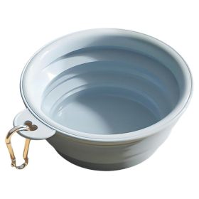 Macaron Color Portable Foldable Travel Bowl for Cats Dogs Lightweight Space-Saving Pet Feeding Drinking Outdoor Use 350ml (Color: Blue)