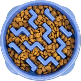 Feeder Slo Bowl  Medium 2Cup Capacity, Slow Feeding, Small To Medium Dogs  Cats, Non Slip, Blue, Notch Pattern (Option: BLUE)
